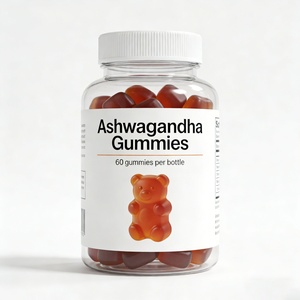 Complément alimentaire à base de racine d'ashwagandha ODM OEM, 60 gommes - Végétarien, non-OGM, sans gluten, gommes d'ashwagandha véganes pures - Product Image 1