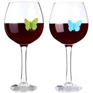 Butterfly cup drink bottle silicone wine glass marker charms ring tag identifiers for party