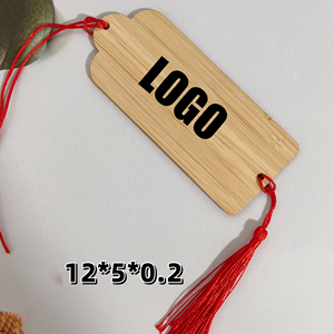 High Quality Traditional Carved Bamboo Logo Tags Red Tassels Customizable Hanging <b>Ornaments</b> for Branding Music Wooden Brand Tags - Product Image 6