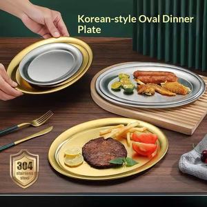 Assiette de service ovale en acier inoxydable 201 poli de style coréen pour <span class=keywords><strong>tiramisu</strong></span>, steak et pâtes, pour la cuisine domestique - Product Image 5