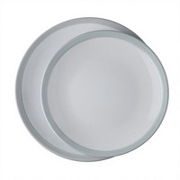 Assiettes en grès de style ferme, grandes (7,5 pouces), écologiques, à bord noir, en céramique blanche, pour dîner, salade, dessert, fête