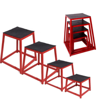 Boîte de saut pliométrique en fonte de qualité supérieure pour fitness, niveau 4, ensembles d'entraînement progressifs rouge/noir pour le renforcement musculaire