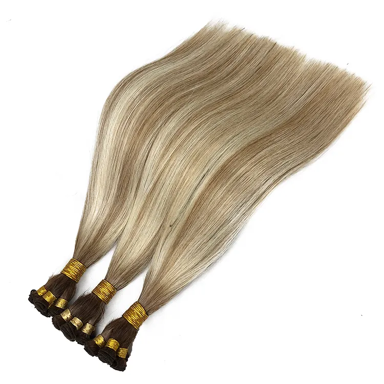 Top Quality 12A Grade Cuticle Aligned European Human Hair Dropship Full Thick End Hand Tied Weft Hair Extension