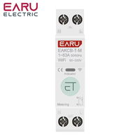 EARU ELE Tuya WiFi Smart MCB Timer 1P 63A Compteur de puissance, de tension et de courant, protecteur, interrupteur à commande vocale et à distance EAKCB-T-M-1-63