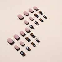 Noir mat presse sur les ongles en gros français Halloween Festival manucure citrouille fantôme faux ongles fini dressing faux ongles
