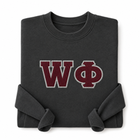 Sweatshirt Chenille Crewneck Custom Greek Life dengan Aplikasi Huruf Felt untuk Pakaian Fraternitas, Sororitas, dan Kampus