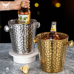 Wholesale Stainless Steel Tree Grain Ice Bucket Cooler For BBQ Parties Bars Clubs Home Chilling Beer Champagne Wine Bottle