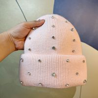Chapeau en tricot jacquard d'hiver pour femmes, bouton, mélange de poils de lapin, cache-tête respirant, imperméable, nouvelle version coréenne tendance