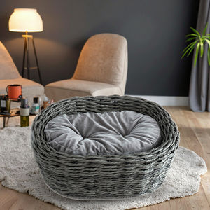 Maßgefertigtes Indoor-Hundebett aus Rattan, Komfortables Umweltfreundliches Weidenbett für Katzen und Haustiere - Product Image 1