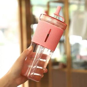 Vaso de Té con Leche para Estudiantes de 700 ml, Funda de Silicona Antideslizante, Botella de Agua de Plástico - Product Image 3