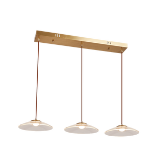 Copper Kitchen <b>Dining</b> Rectangular LED Long Chandelier Minimalist Home Modern Gold Luxury Glass Lampshade Pendant <b>Light</b> - Product Image 2