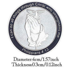 Christian Souvenir cadeau prière pièce Philippiens psaume croix argenté plaqué collection pièce commémorative pièce de prière - Product Image 3