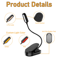 Lampe de lecture pour livre personnalisée rechargeable 3 niveaux de luminosité légère à clipser pour lire au lit