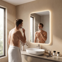 Espejo de Baño Moderno Cuadrado Inteligente con Retroiluminación LED Ecológica, Función Antivaho, Control Táctil Impermeable para Uso en Hoteles y Hogares