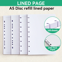 Papel Personalizado A5 con Líneas y 8 Agujeros, Hojas Sueltas con Páginas Interiores en Blanco, Papel de Repuesto con Perforación Tipo Hongo para Agendas A5