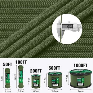 Corde en <span class=keywords><strong>Paracord</strong></span> 750 lb 100ft 200ft 1000ft, Corde d'escalade robuste et imperméable, Bobine de 5/32" 4mm 12 brins en Nylon/Polyester - Product Image 3