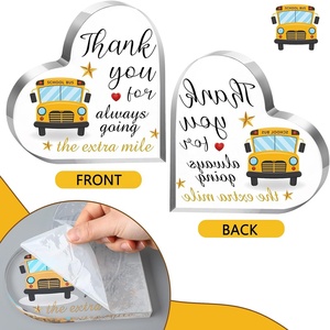 5.9x5.9 <span class=keywords><strong>inch</strong></span> Acrylic tim trường xe buýt lái xe đánh giá cao ngày quà tặng cảm ơn bạn luôn luôn giữ thêm dặm kệ trưng bày - Product Image 2