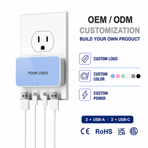 Chargeur mural USB 4 ports PD 20W à charge rapide, câbles rétractables, matériau GaN, pliable, écologique, universel pour ordinateur portable, maison et bureau - Product Image 1