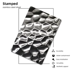 Stamped Finish Mirror Stainless Steel Water Ripple Sheet Hammered Stainless Steel Sheets For Ceiling And Wall Decoration