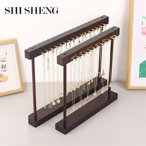 SHI SHENG Modern Wooden Necklace Hanging Countertop Rack for Chains Earrings Bracelets Showcase Storage Rack