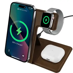 Portable Desktop Mobile Phone Wireless Charger Station 3In1 4 3 In 1 3 In 1 Folding Magnetic Foldable 10W 15W Wireless Charger