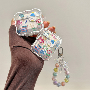 Graffiti ours en peluche pendentif créatif couverture souple adapté aux AirPods <span class=keywords><strong>Pro</strong></span> 1/2/3 génération étui pour casque sans fil avec sangle - Product Image 3