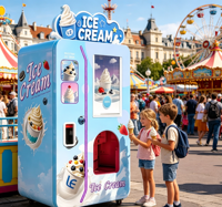 Machine à crème glacée professionnelle 24h/24 et 7j/7, refroidie par air, saveur unique, système de garniture à 6 distributeurs pour la vente autonome