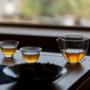 Hexagonal Transparent Glass Fairness Cup Small Size Thickened Kung Fu <b>Tea</b> <b>Set</b> <b>Tea</b> Serving Vessel Afternoon <b>Tea</b> - Product Image 5