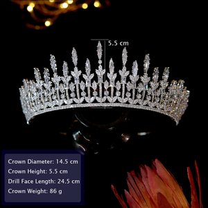 Fascinators, diadèmes en zircon cubique, accessoires de cheveux de mariage, couronnes de mariée pour femmes, coiffes, bandeaux en <span class=keywords><strong>cristal</strong></span>, diadèmes élégants - Product Image 6