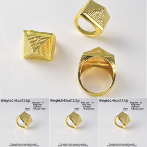 Zeadear 18k Gold Plated Copper <b>Chunky</b> Egyptian Pyramid Hip Hop Vintage Custom Engagement Jewelry Accessory <b>Ring</b> for Men - Product Image 6