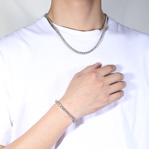 Gargantilla de cadena de tenis de mesa de diamantes de imitación de cristal rosa dorado y plateado, estilo clásico de moda para mujeres y hombres para fiesta de boda - Product Image 6