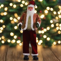JIN PENG Père Noël dansant grandeur nature de 1,80 m avec Bluetooth, décoration de Noël extérieure en tissu avec lumières chantantes