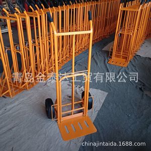 Chariot d'entrepôt à pousser à la main 1250x600x560mm 2 roues pliable en acier chariot logistique industriel rouge thermolaqué - Product Image 4
