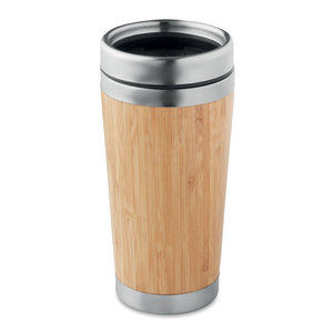 Hot Sales 400ML Bamboo Stainless Steel Double Wall Vacuum Flask Tumbler with Customized Logo Wholesale Promotional Thermos Water