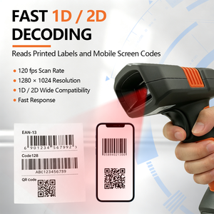 เครื่องสแกนบาร์โค้ดแบบมือถือสำหรับอุตสาหกรรม เครื่องอ่านโค้ด QR 2 มิติ IP65 แบบชาร์จไฟได้ สำหรับการจัดการทรัพย์สินในโรงงาน - Product Image 3