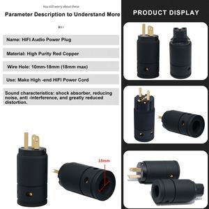 <span class=keywords><strong>Prise</strong></span> électrique NEMA version américaine YIVO XSSH <span class=keywords><strong>HIFI</strong></span> Audio en aluminium plaqué cuivre pur or noir neutre 3 broches connecteurs <span class=keywords><strong>prise</strong></span> - Product Image 3