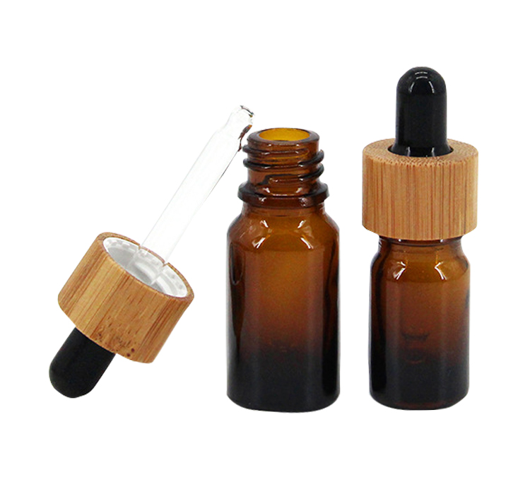 Empty Hot Stamping 50ml Amber Dropper Bottles With Wooden Head