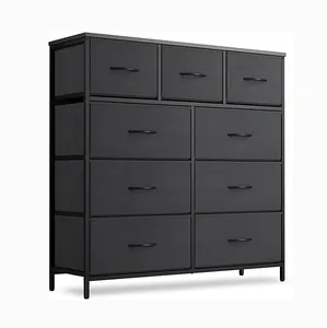 Черный тканевый серый шкаф с 9 выдвижными ящиками, складная башня для хранения, комод, мебель для спальни