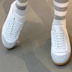 Retro White Suede Toe Leather Sneakers Gum Outsole Low Cut Lace Up Casual Daily Walking Shoes For Ladies - Product Image 2