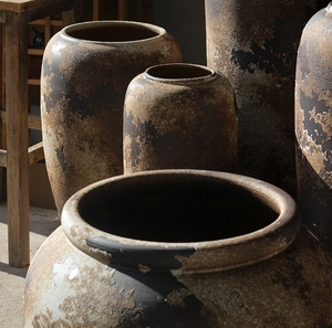 Grande vaso di fiori a pavimento decorazione in ceramica in stile cinese vaso di terracotta retrò decorazione per la casa Hotel vaso di fiori spessa bottiglia di ceramica - Product Image 3