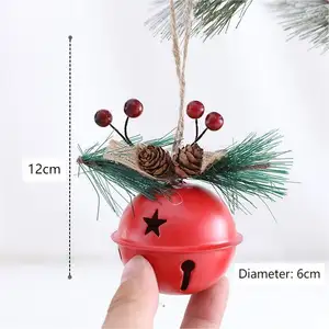1set/2pcs Christmas Jingle Bells Iron Bell For Decor Hanging Props Santa Claus Ringing Bell Pendant Christmas Tree Ornaments