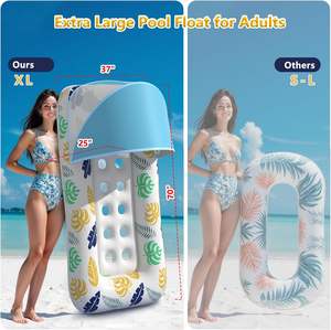 Inflatable PVC Pool Float Lounger with <b>Canopy</b> Sunshade Floating Chair for Adults - Product Image 5