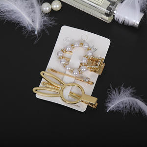 3 pcs/set 2022 Pearl Acrylic Hair Clips Set pour les femmes Retro Geometric Barrettes Hairpin Girl Hair Accessories Fashion Jewelry - Product Image 3