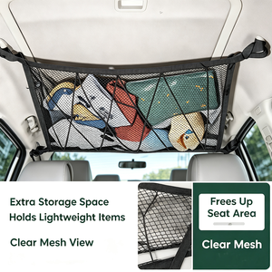 Filet de rangement pour plafond de voiture, double couche, en maille, avec fermeture éclair, universel pour SUV, fourgonnette, voyage sur route, camping - Product Image 5
