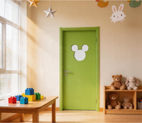 Porte de Classe Maternelle Yonking en HPL et MDF avec Panneau de Verre à Motifs de Dessins Animés pour Intérieur de Salle de Classe