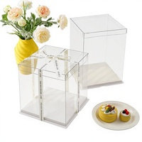 Boîtes à gâteaux d'anniversaire carrées transparentes en PET de 4/6/8/10/12 pouces, à simple ou double couche, avec hauteur étendue pour l'emballage alimentaire