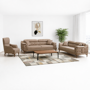 Modern Living Room <b>Sofa</b> Set with Custom Upholstery High Density Foam Cushioning and Button Tufted Design Villa Home Office <b>Hotel</b> - Product Image 1