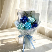 Hoogwaardige zeeproos met transparante handvat geschenkdoos, kunstmatig mini-boeket, gedroogd bladdecoratie voor Valentijnsdag, jubileum, verjaardag