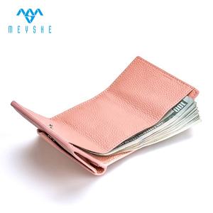 Prezzo di fabbrica personalizzato <span class=keywords><strong>rosa</strong></span> vera pelle <span class=keywords><strong>donna</strong></span> Mini porta carte <span class=keywords><strong>portafoglio</strong></span> con bottone portamonete - Product Image 3