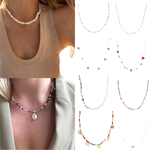 สร้อยคอประดับลูกปัดรูปผีเสื้อสีสันสดใส ดีไซน์เรียบหรู สไตล์ใหม่ประจำฤดูร้อนปี 2025 สำหรับผู้หญิง เครื่องประดับแฟชั่น - Product Image 1